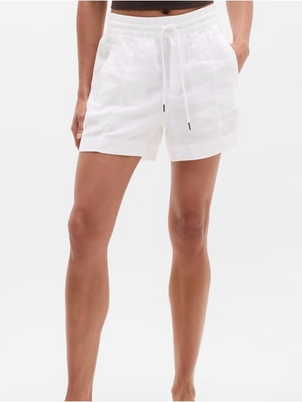 Athleta high waist soft White Drawstring linen Shorts